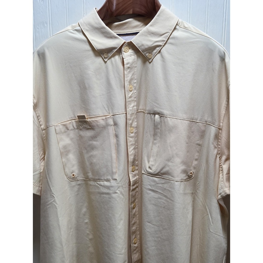 X-Caster‎ UPF 30+ Shirt Mens 2XL Yellow Short Sleeve Fishing Button Front Vented